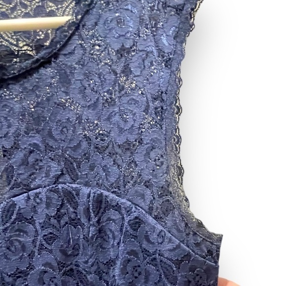 MODCLOTH | Navy Blue Lace Overlay Midi Dress | Size Medium - Picture 3 of 6
